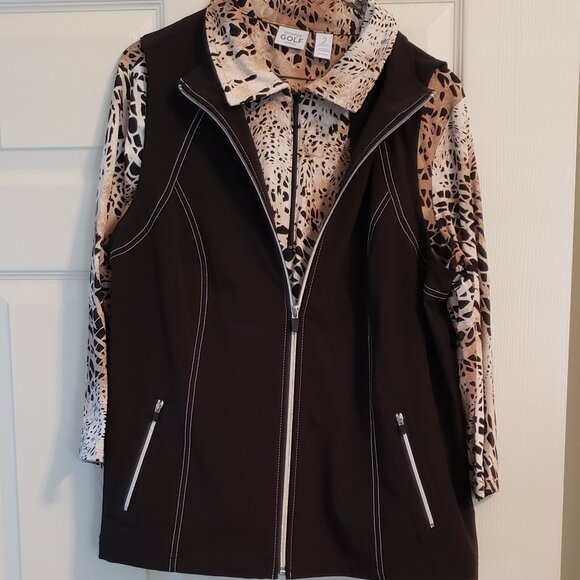 Chicos Animal Print Top and Vest - Picture 1 of 13